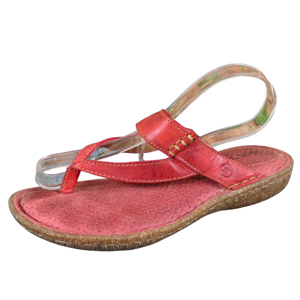 Born W52248 Women Flip Flop Sandal Size 6 Casual Summer Red Leather